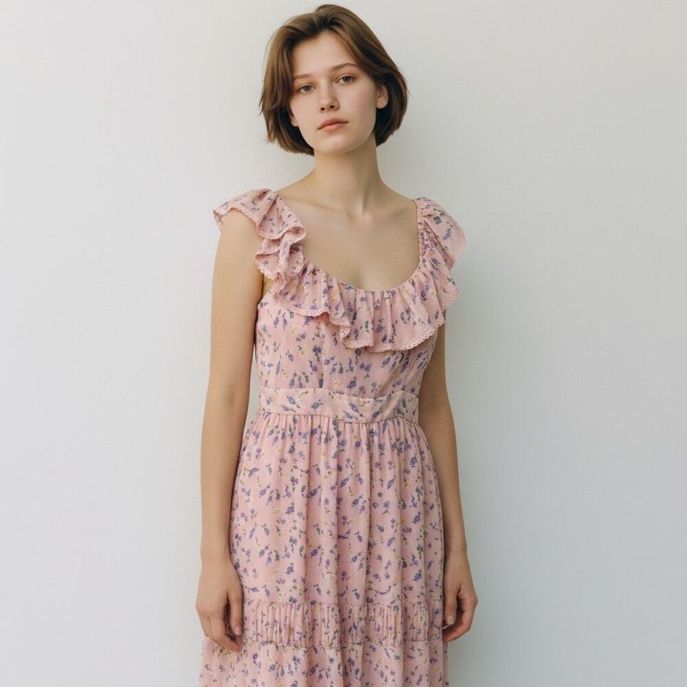 EUC Free the Roses Noa Floral Maxi Dress Romantic Cottagecore Size M - Picture 3 of 10